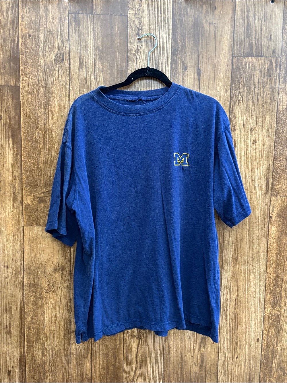 Men's Blue Short-Sleeve Crewneck T-Shirt with M Chest Logo